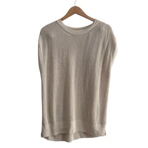 Zara Cream Scoop Neck Linen Knit Sweater Vest